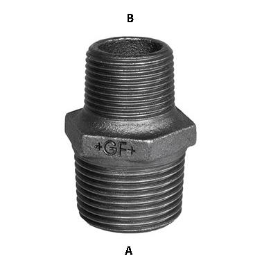 1" x 1/2" Sort brystnippel