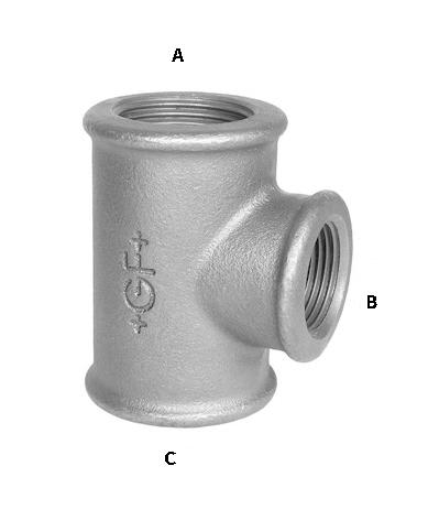 1.1/2" x 1" x 1.1/2" Galvaniseret tee