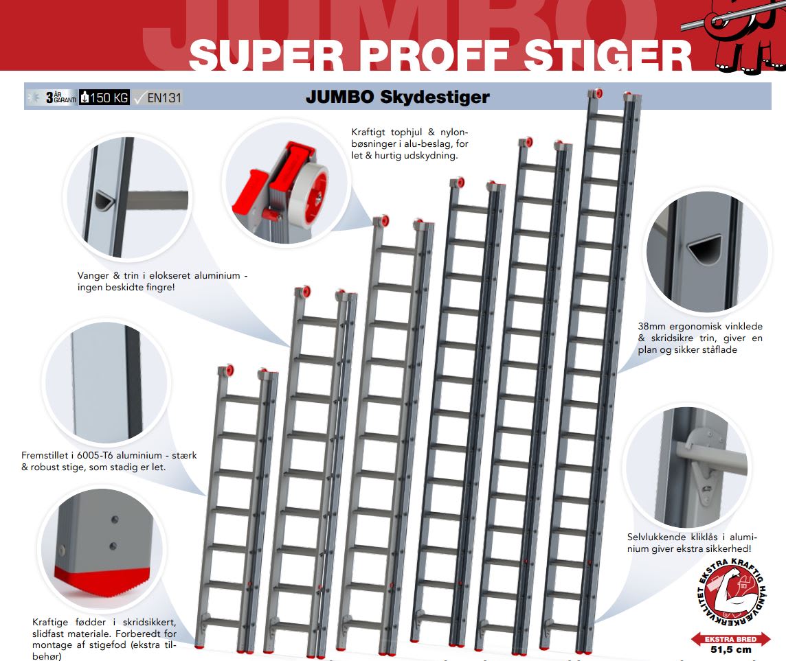 JUMBO skydestige Super Proff, 2x7 trin/3,5 m