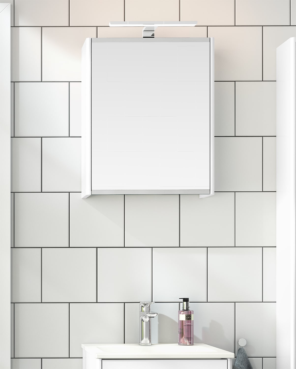 Graphic Spejlskab 45x55x16 cm hvid dobbeltsidet spejl 2 hylder