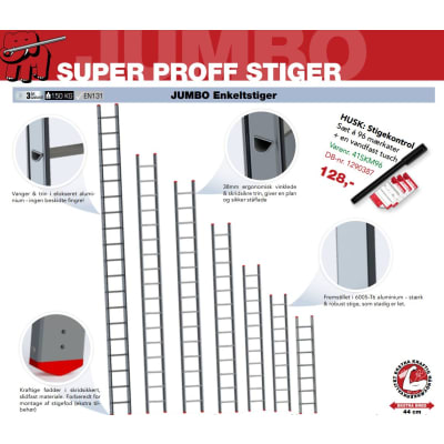 JUMBO enkeltstige Super Proff, 15 trin/4,3 m