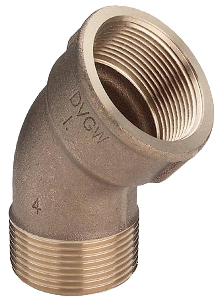 3/4" Vinkel 45° muffe/nippel Rødgods Silicium Bronze