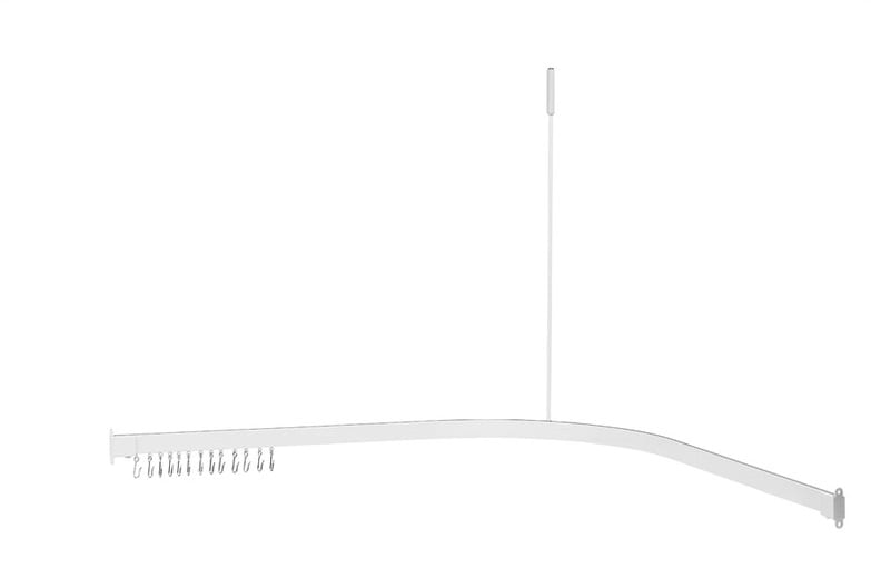 Profil5001 15x30mm badeforhængstang 90x90cm hvid m.loftstøtte mm
