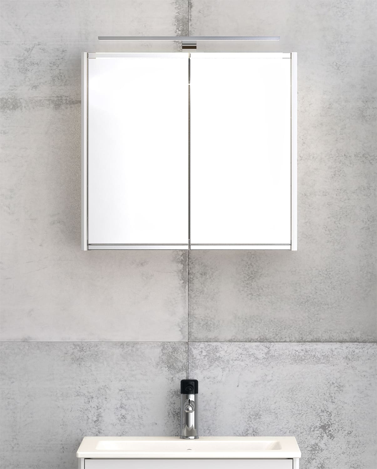 Graphic Spejlskab 60x55x16 cm hvid dobbeltsidet spejl 2 hylder