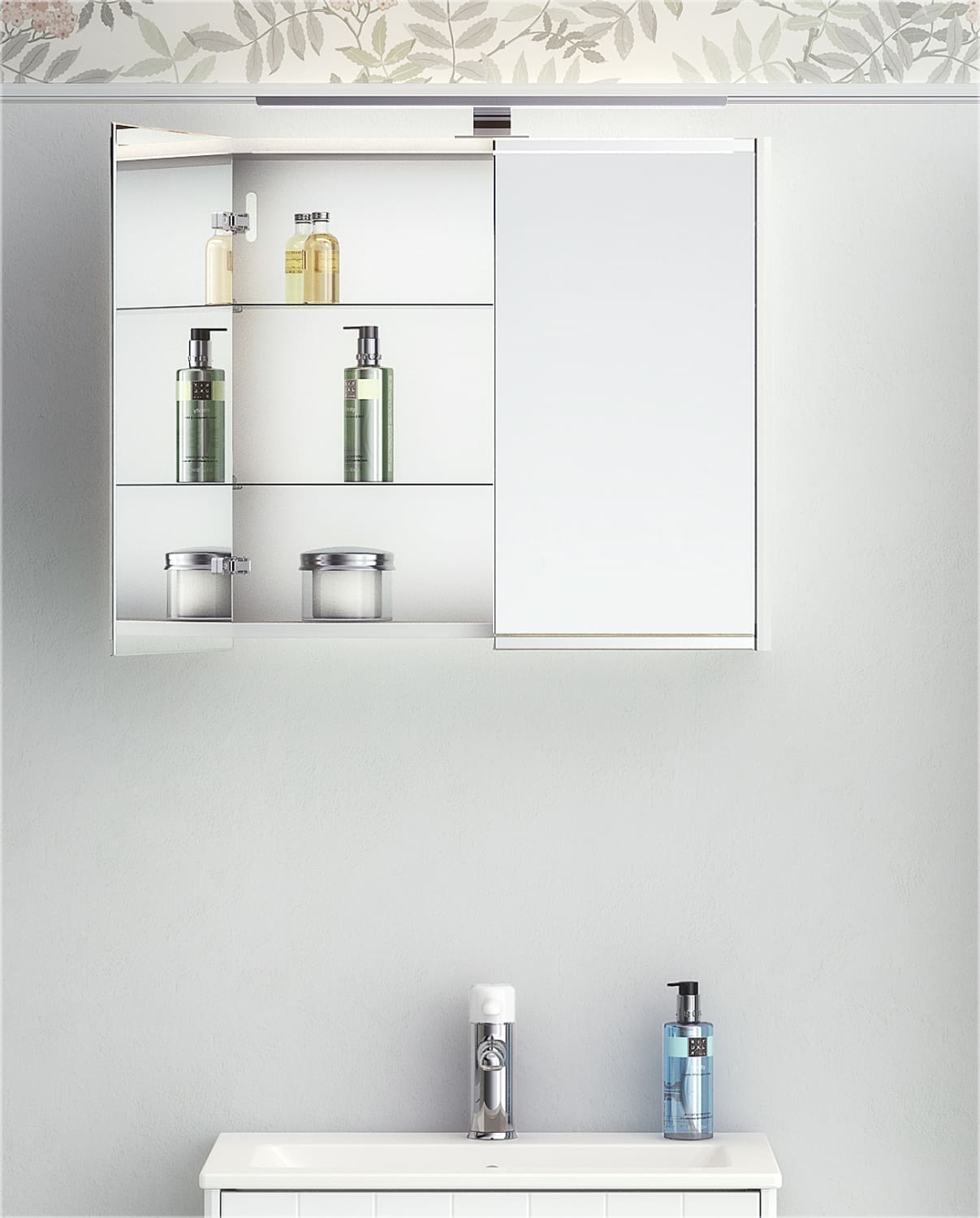 Graphic Spejlskab 60x55x16 cm hvid dobbeltsidet spejl 2 hylder