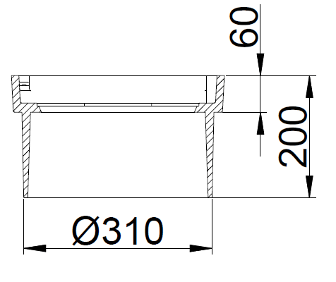 Duco 315 x 200 mm rendestenskarm, flydende, 2-flanget, SG SORT
