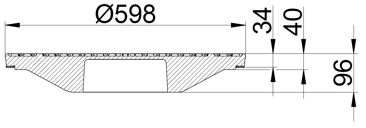 Duco 600 mm dæksel med pakning, uden lås, 25 t, SG SORT