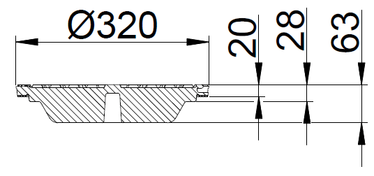 Duco 280/315 mm dæksel med pakning og fjederlås, 40 t, SG SORT