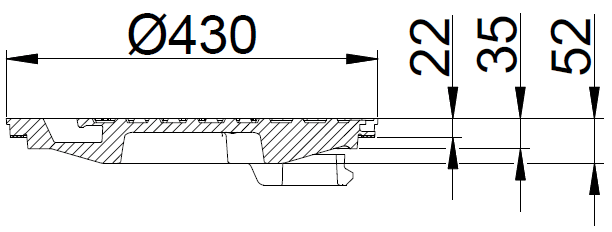 Duco 425 mm rist med pakning og fjederlås, 40 t, SG SORT