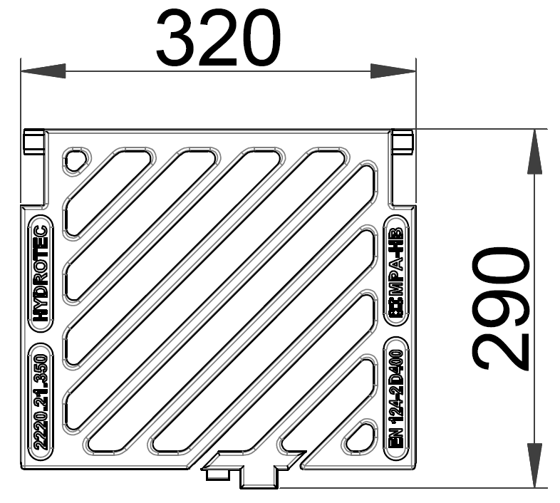 Duco løs rendestensrist med diagonale lameller, 40 t, SG SORT
