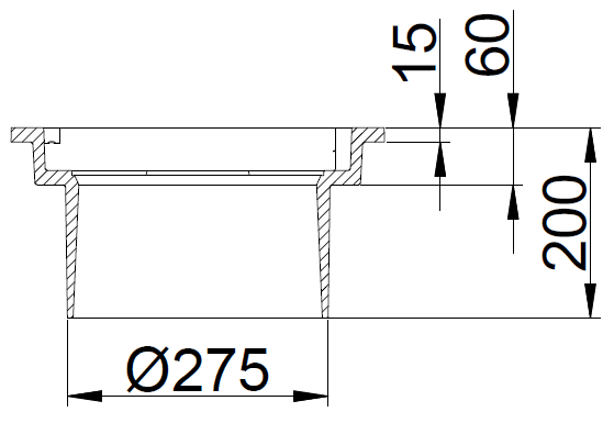 Duco 280 x 200 mm rendestenskarm, flydende, 4-flanget, SG SORT