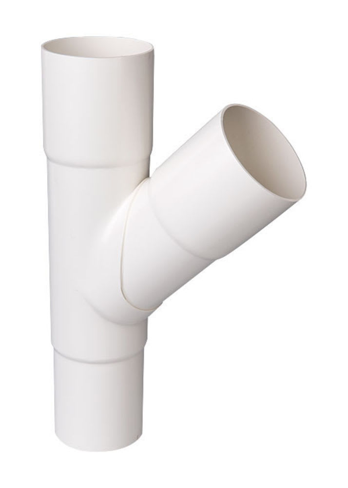 Plastmo grenrør Ø75x75mm, 45° , hvid