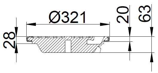 Duco 280/315 mm dæksel m/PUR-pakning og fjederlås, 40 t, SG SORT