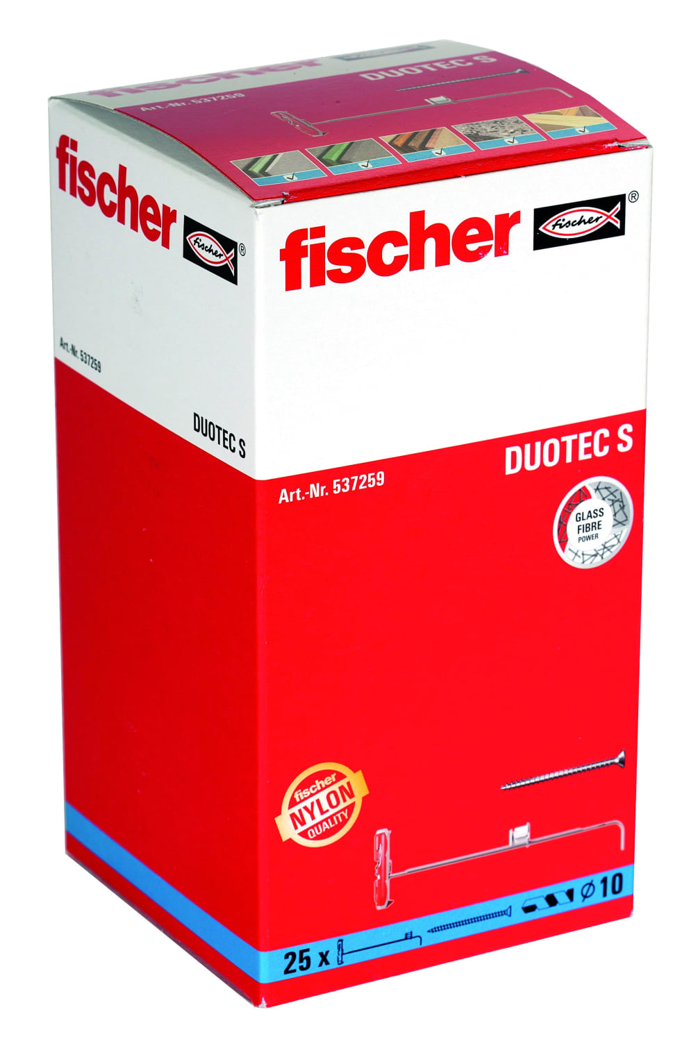 Kipdybel DuoTec 10 S m/skrue, 10 mm, PA, 25 stk.