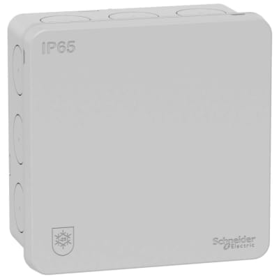 Schneider Mureva forgreningsdåse, lysegrå, IP65, 87x87x42 mm