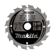 Makita rundsavklinge, Ø136/20 mm, 16 td., cordless, HM til træ