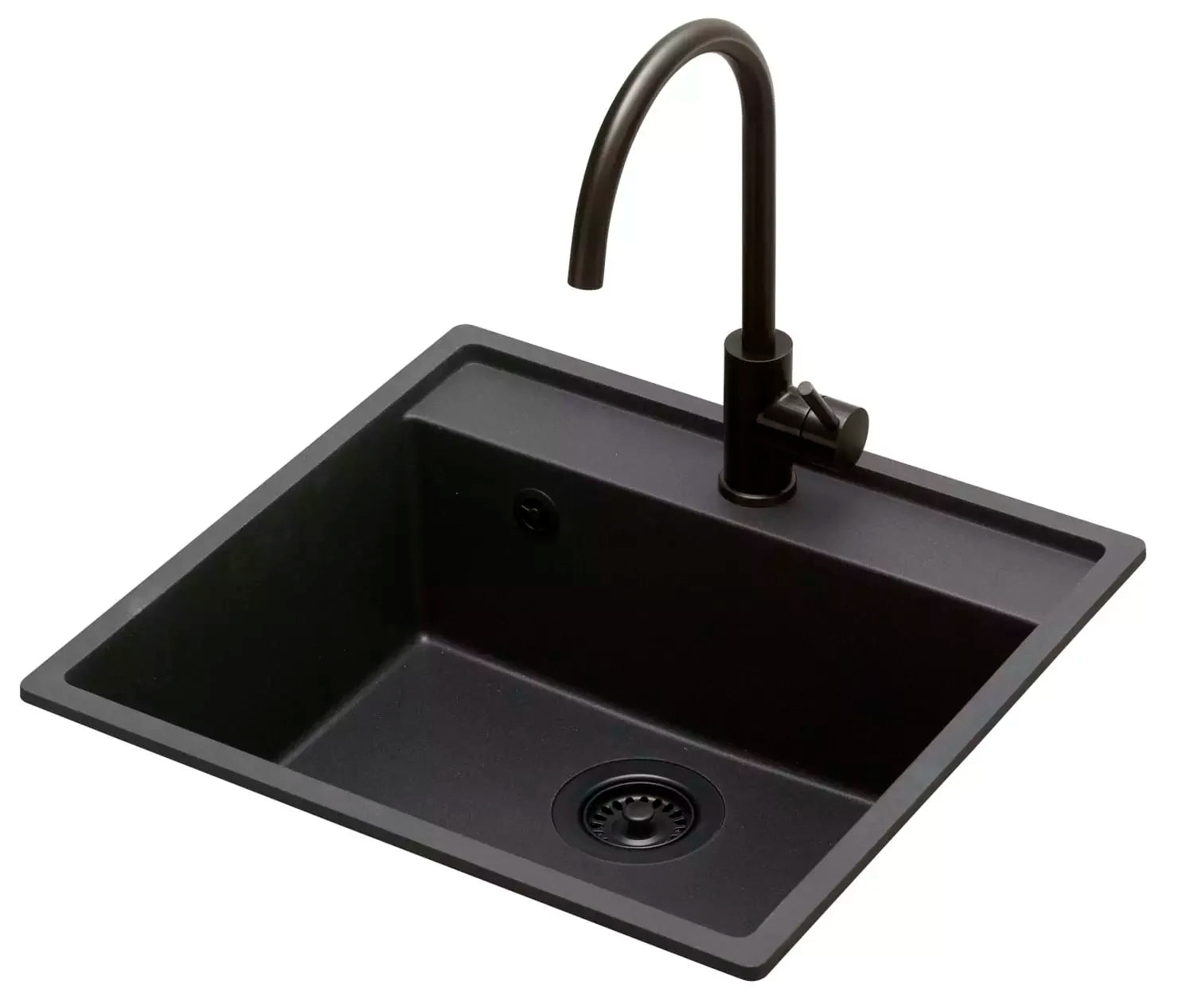Lavabo Jupiter 60 Granitek køkkenvask, sort, sort afløb
