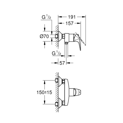 GROHE BauFlow 1-Grebsbatteri til brus