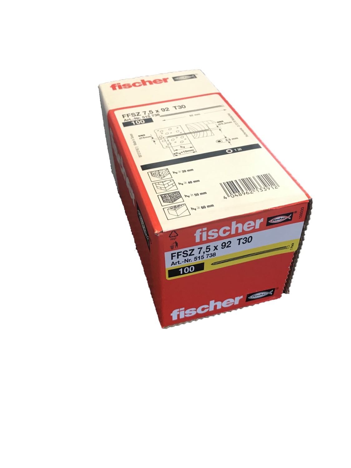 Fischer karmskrue FFS u/hoved 7,5 x 92mm 100stk.