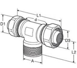 20 mm x 1/2" Pex tee