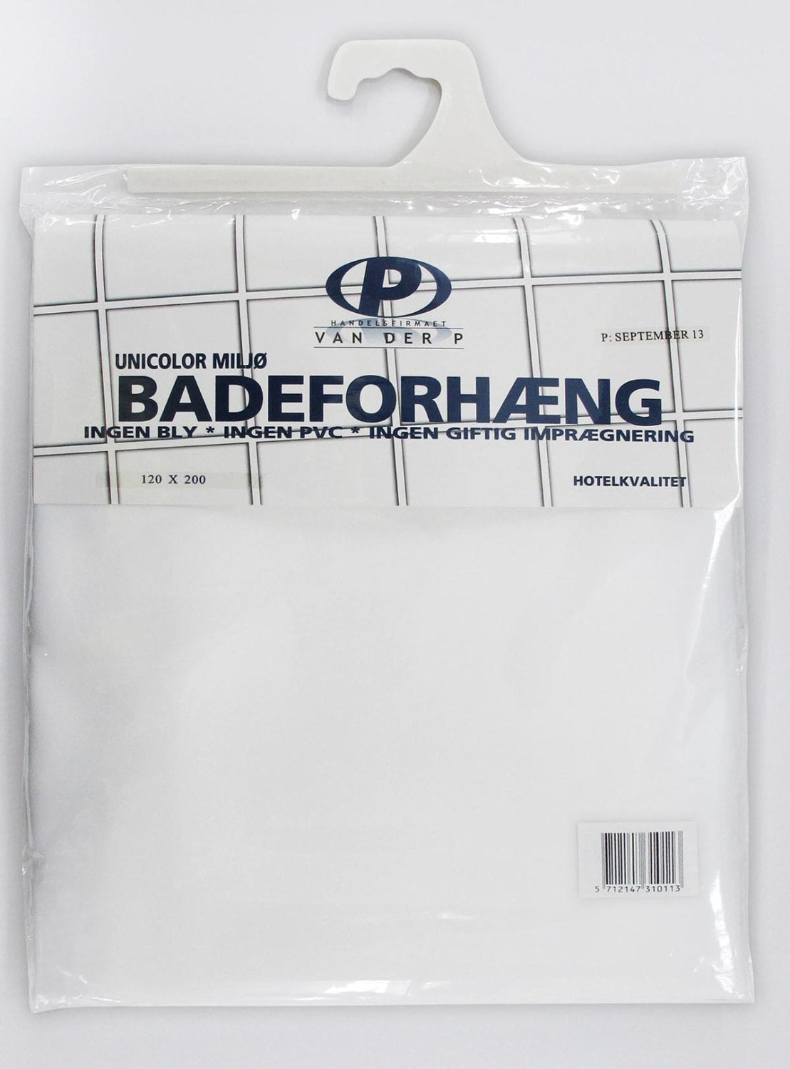 Forhæng Unicolor Miljø b:120 x h:200cm Hvid 8kovser Uden bly/PVC