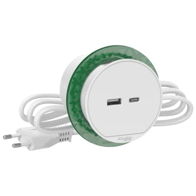 Unica Bord stikkontakt, enkelt med USB A/C, hvid