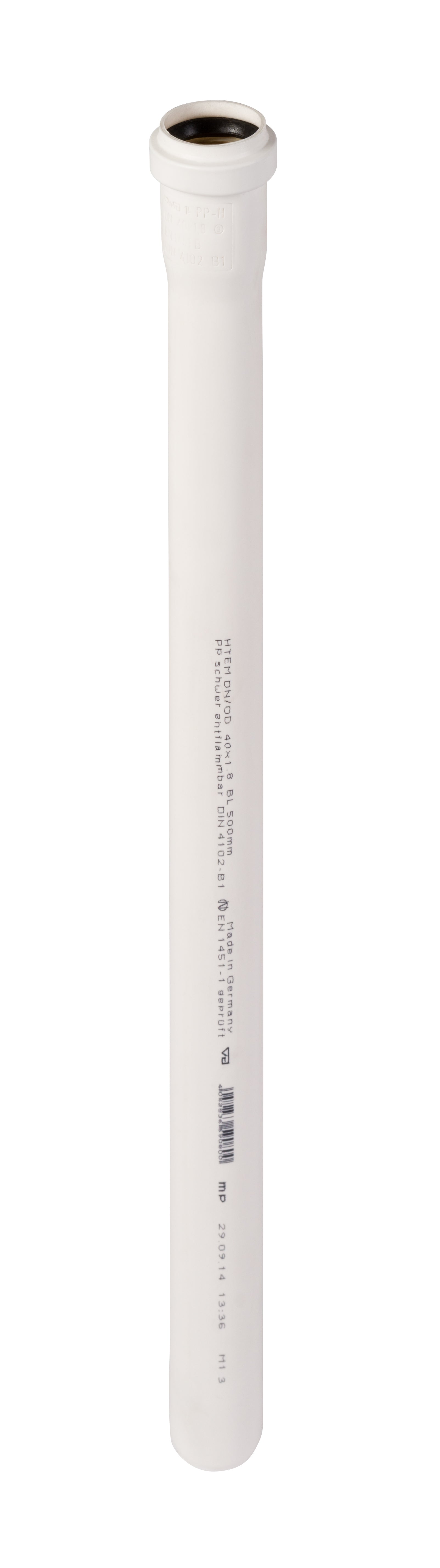 40 x 500 mm Rør afløb hvid PP