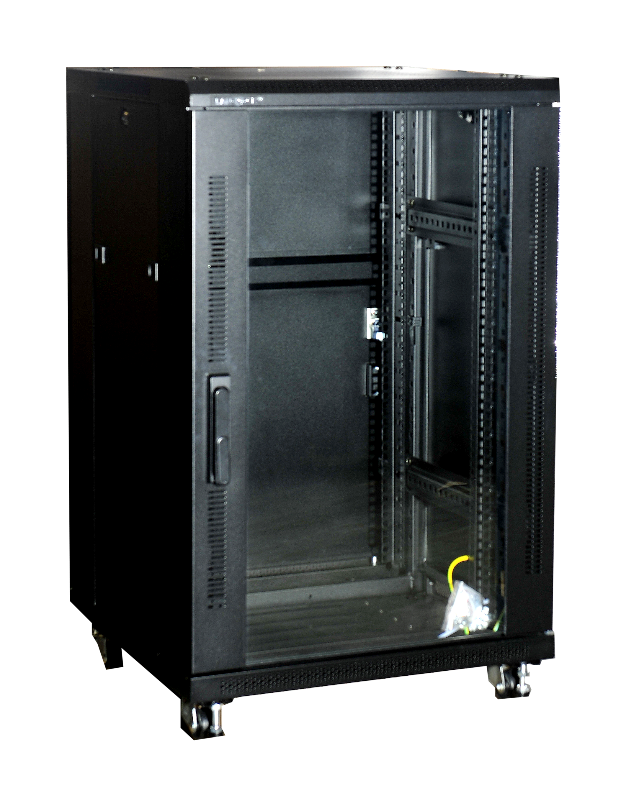 Gulvrack 19" 18HE B600xD600xH1000 mm sort med glasdør
