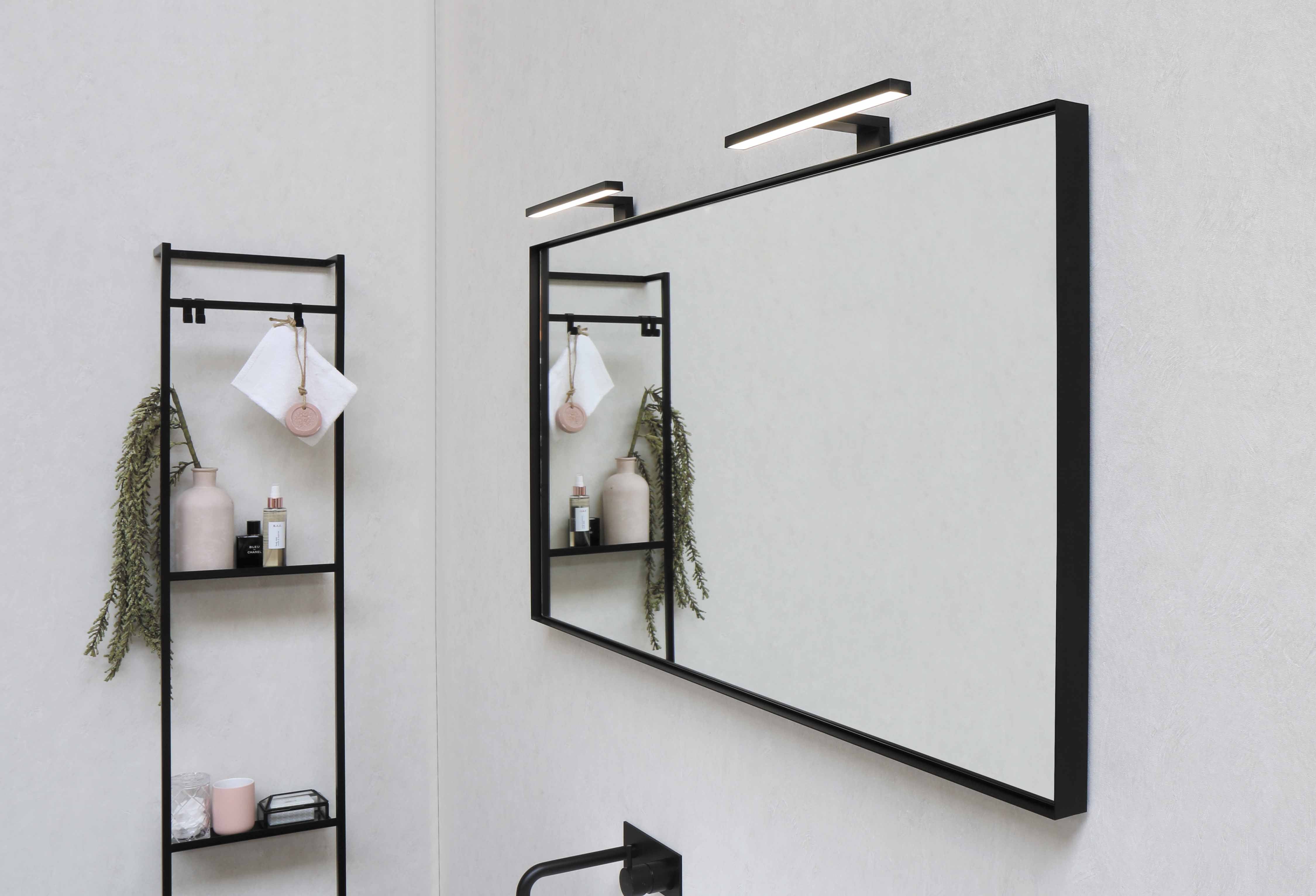 Sanibell Basicline spejl 80x60cm, mat sort aluramme