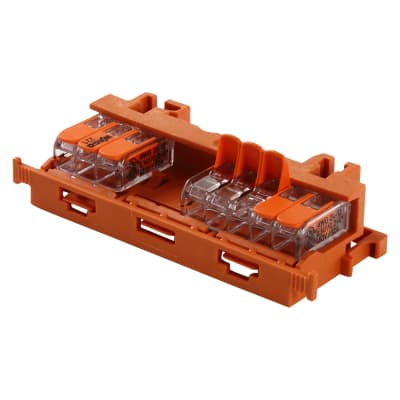 Din-skinne holder til samlemuffe i serien 221, 0,2-4 mm², orange