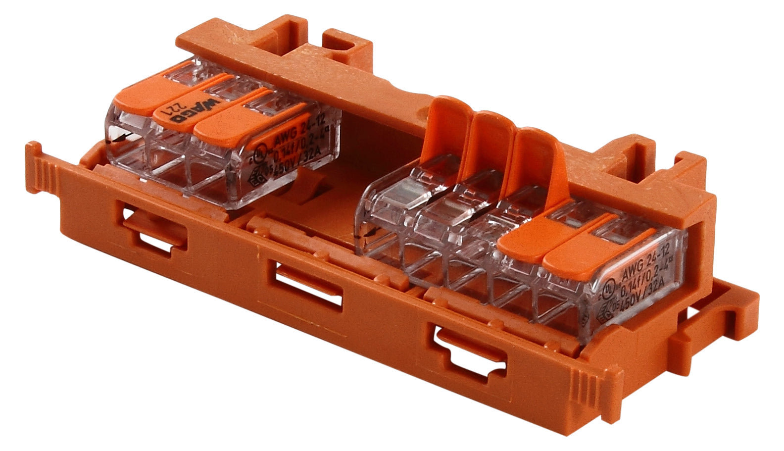Holder til samlemuffe i serie 221, 0,2-4 mm², orange