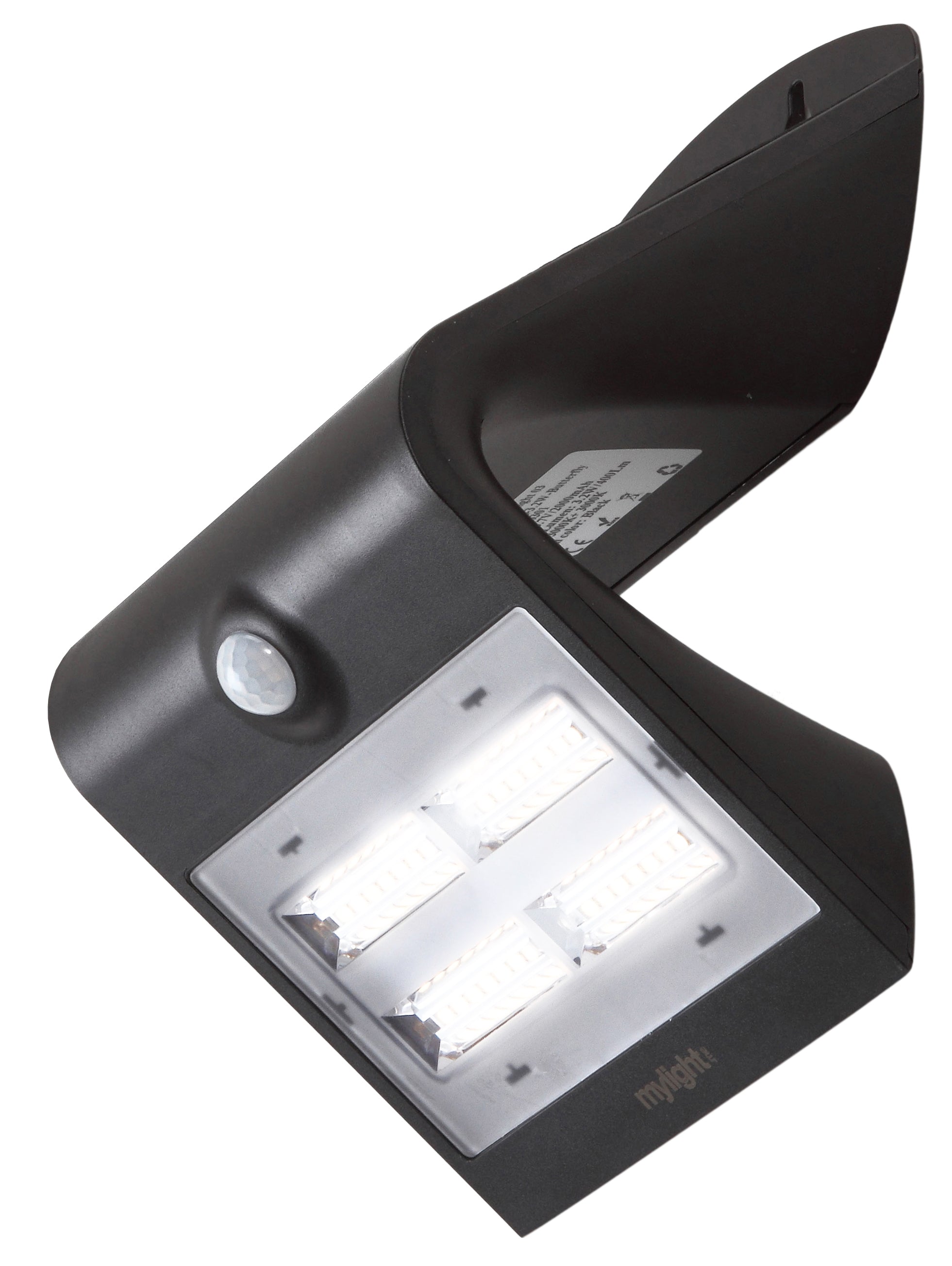 Mylight.Me Walllight 03 Mellem, sort, solcelle, LED 3000K, 400 lm
