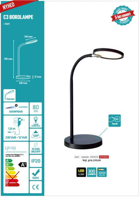 Bordlampe C3 Sort