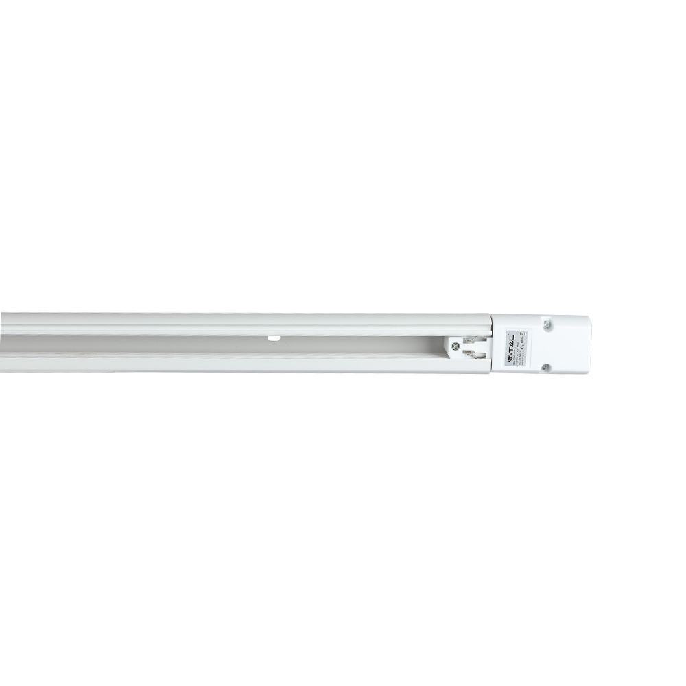 1 meter V-Tac hvid 3-faset skinnespotskinne med tilslutning og endeprop, 230V input