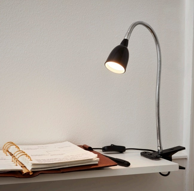 Klemspot Kobra Sort Led