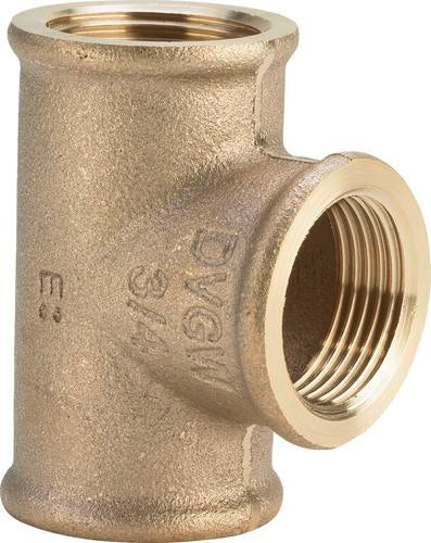 3/4" x 1/2" x 3/4" Tee Rødgods Silicium Bronze