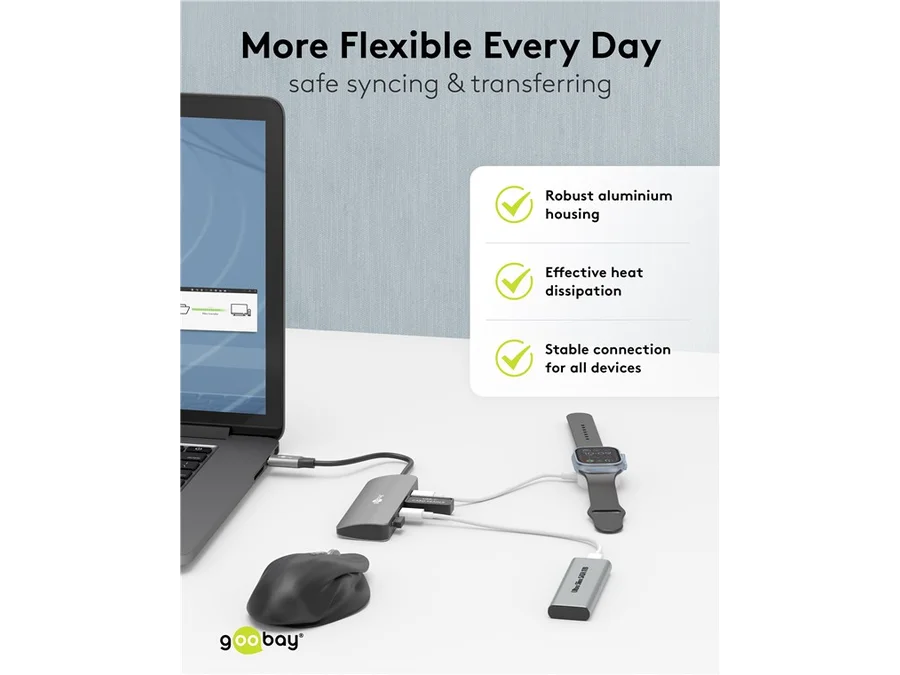 Slim 4-Port USB Hub - USB-C til USB-C, 10Gbit/s