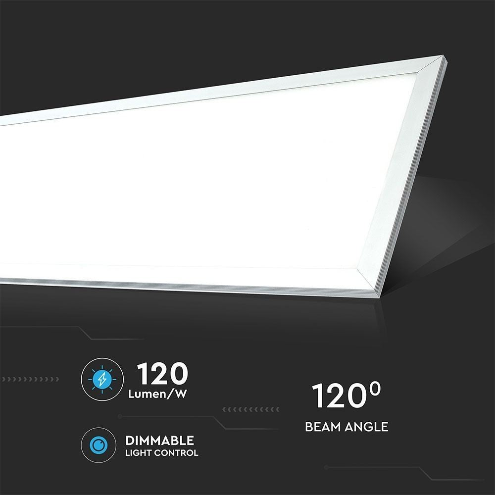 V-Tac LED Panel 120x30 - 29W, hvid kant, erstatter 150W, 3480lm, RA80