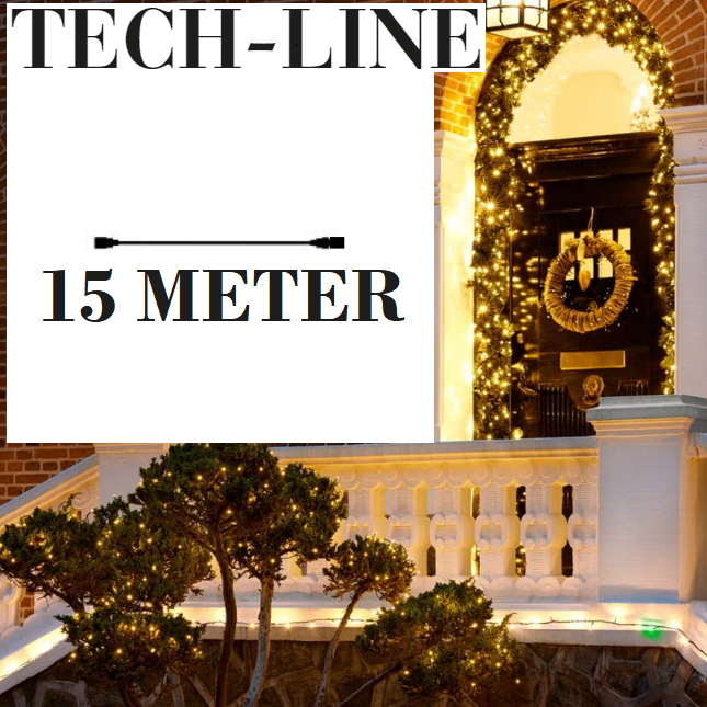 Forlængerledning Tech-Line sort 15M