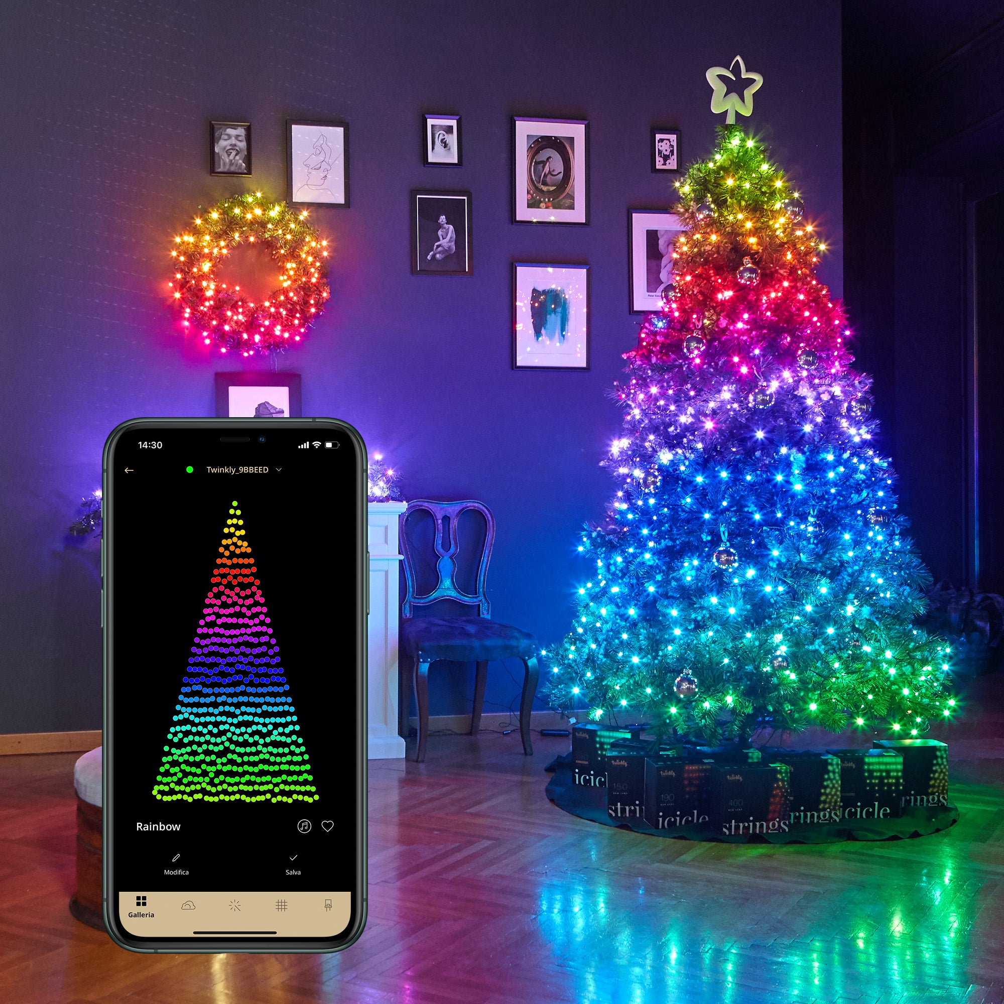 Twinkly Strings 100L RGB+W, IP44, app styret lyskæde