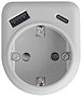 STIKPROP, 1-VEJS MED USB-A/C, JORDET, HVID