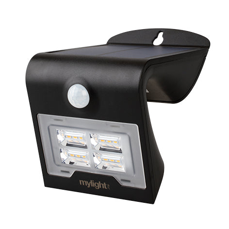 Mylight.Me Walllight 01plus, sort, lille, solcelle, LED 3000K