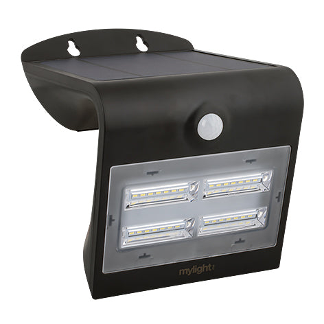Mylight.Me Walllight 03 Mellem, sort, solcelle, LED 3000K, 400 lm