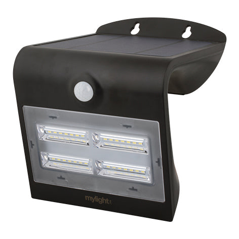 Mylight.Me Walllight 03 Mellem, sort, solcelle, LED 3000K, 400 lm