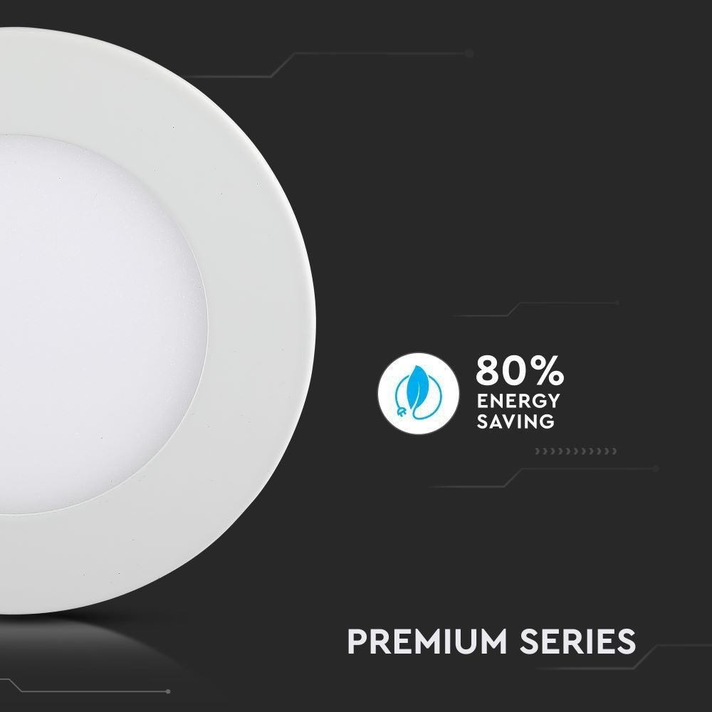 V-Tac 3W LED indbygningspanel - Ø7,3 cm hul, Ø8,4 cm mål, 230V, 25W erstatning, 130lm, RA80