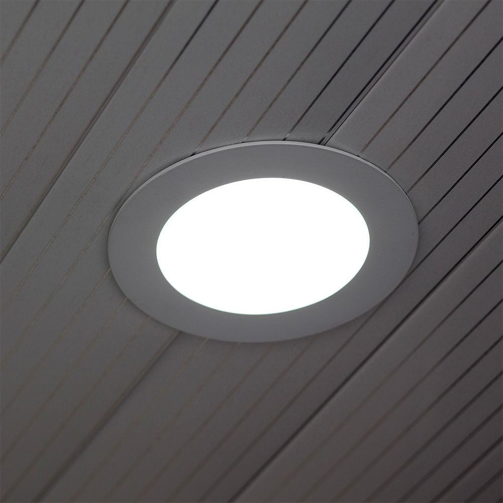 V-Tac 3W LED indbygningspanel - Ø7,3 cm hul, Ø8,4 cm mål, 230V, 25W erstatning, 130lm, RA80