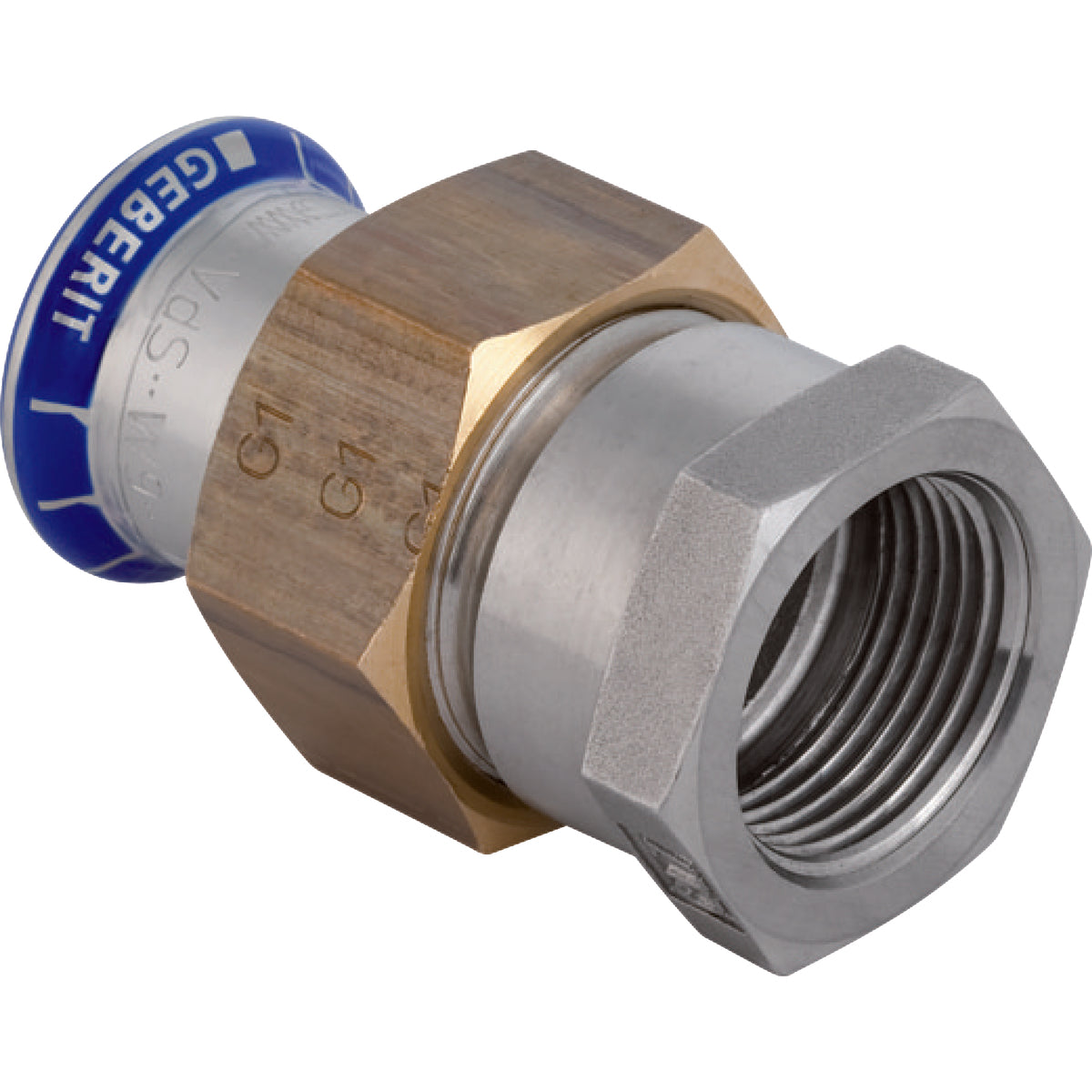 22mm x 3/4" union muf/muf Mapress RF/messing