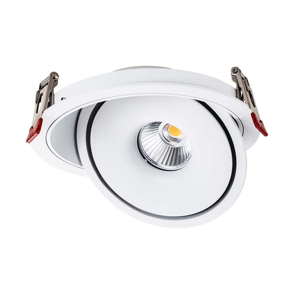 V-Tac 30W Indbygningsspot - Hul: Ø18 cm, Mål: Ø20 cm, 3i1, RA90, Hvid Kant, 230V, 2500lm