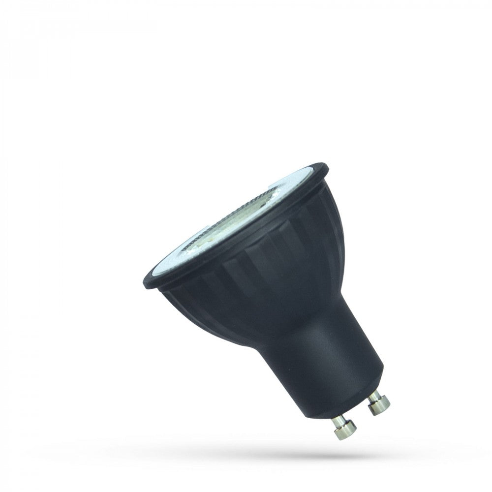 LED GU10 6W Neutral Hvid Spotlight med Linse - Sort Hus, Spectrum (230V, 480lm, RA80, 38°)