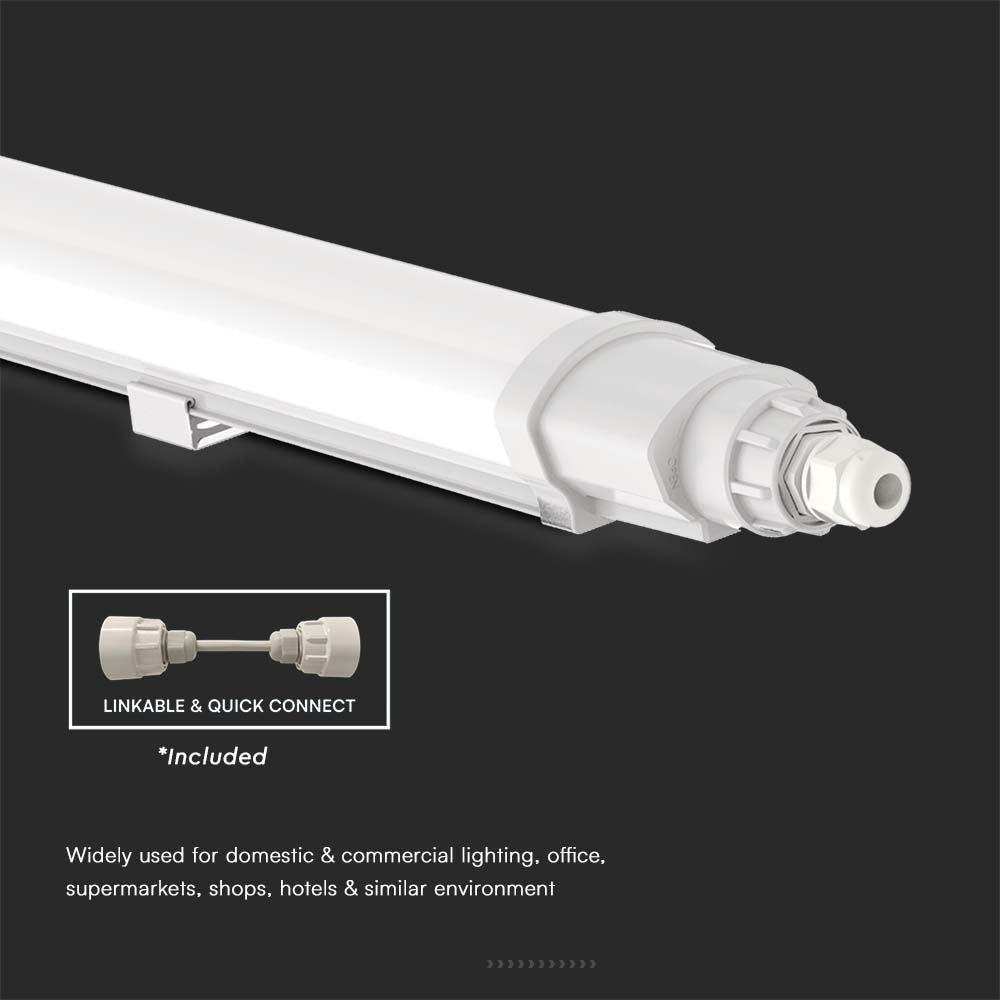 V-Tac 48W LED armatur - 150 cm, vandtæt (IP65), 5200lm, RA80, 230V